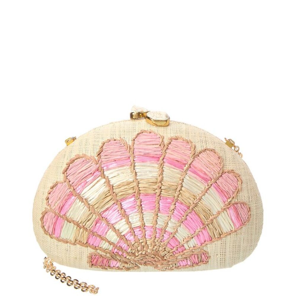 Rafé Berna Straw Clutch, Brown